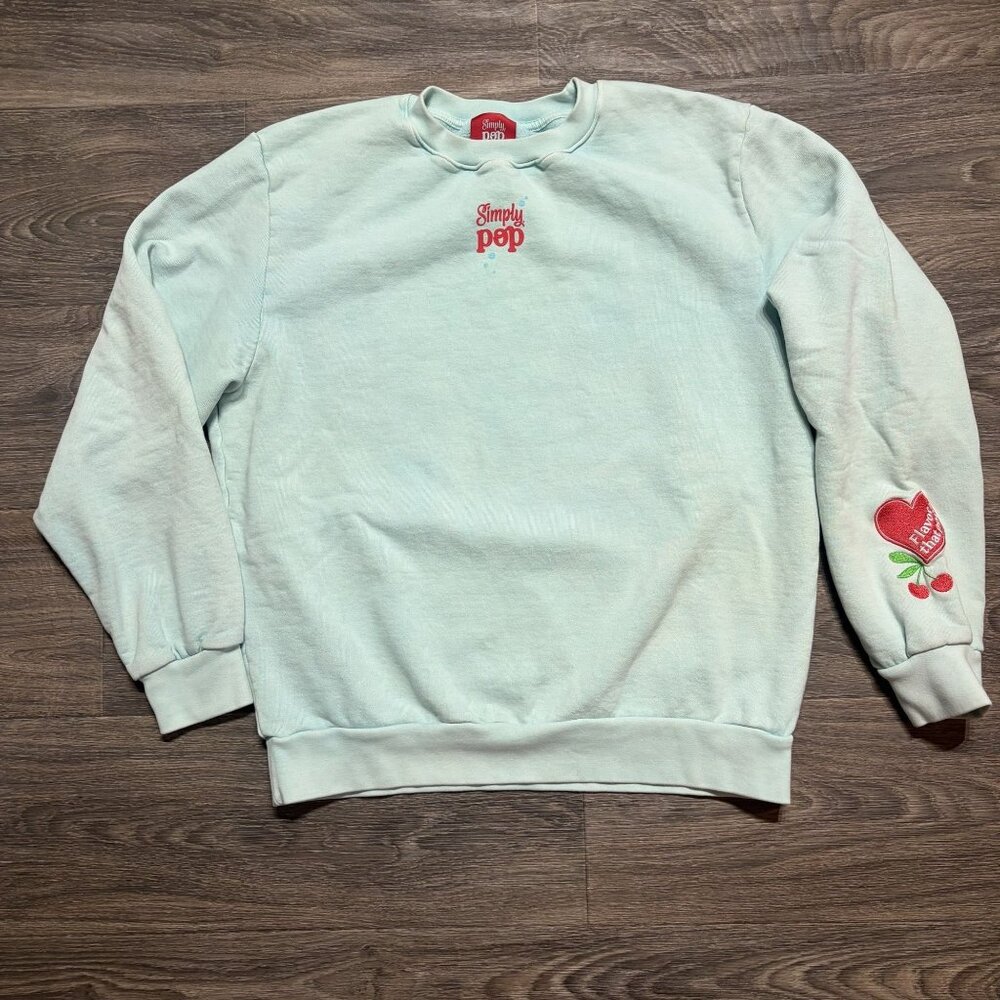 Simply Pop Large Graphic Crewneck Sweatshirt In My Pop Era Cherries Light Blue